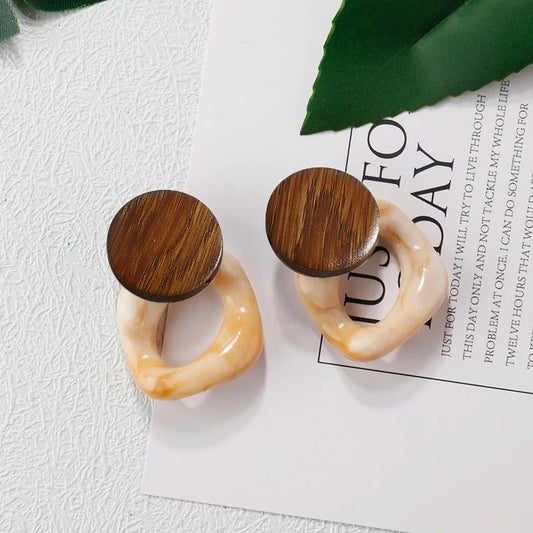 Wooden Charm Marble Drop Earrings ⭐⭐⭐⭐⭐ - DAG JEWELRY